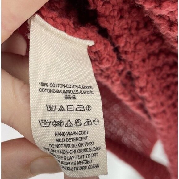 Free‎ People Cowl Neck Red/Orange Chunk Knit Dress Tunic High Side Slits Sz S - Picture 6 of 9